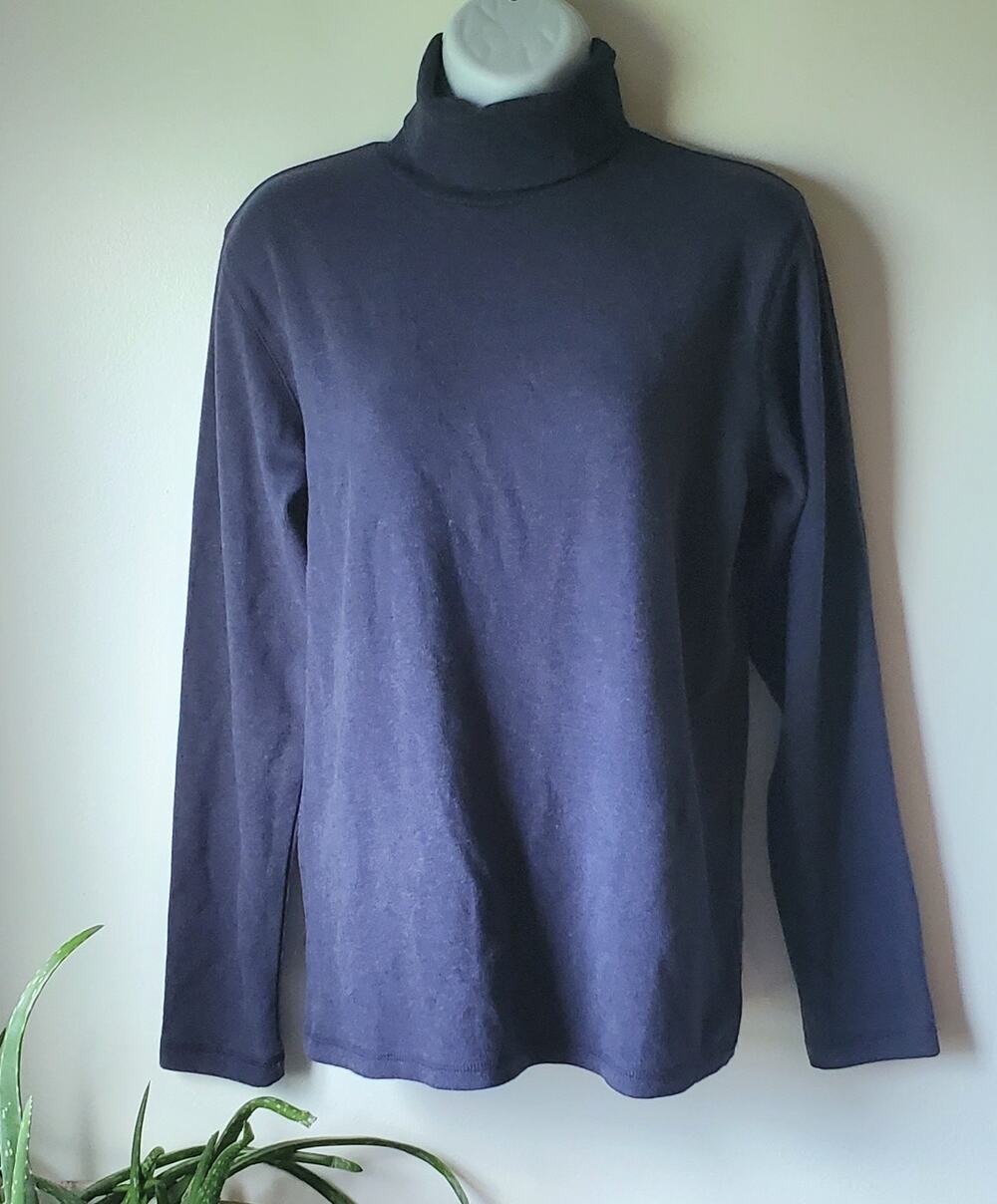 Marsh Landing NWT Blue Long Sleeve Turtlneck Womens Size M Preppy Minimalist